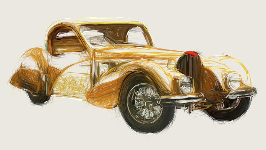 Bugatti Type 57SC Atalante Digital Art by CarsToon Concept