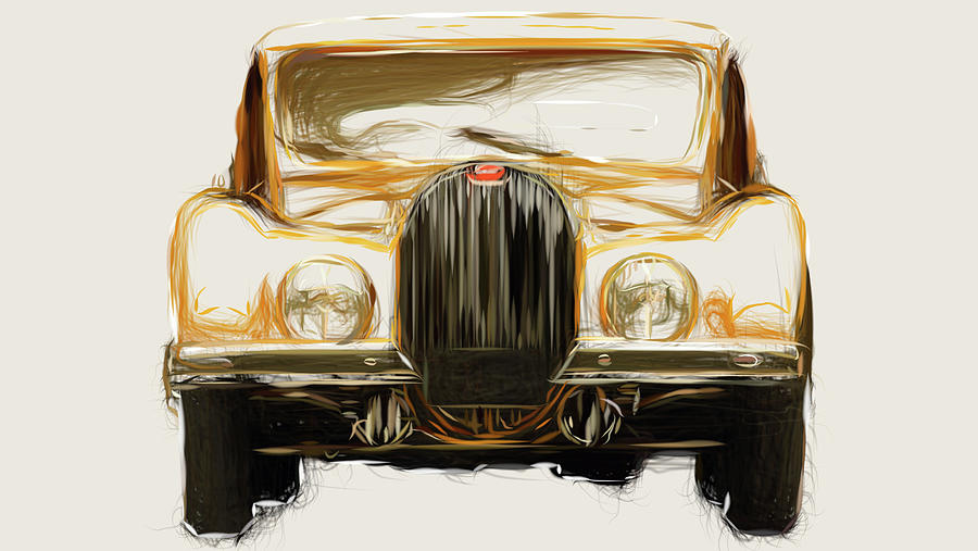 Bugatti Type 57SC Atalante Drawing Digital Art by CarsToon Concept
