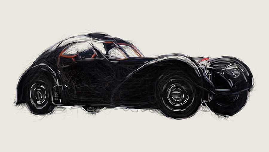 Bugatti Type 57SC Atlantic Coupe Drawing Digital Art by CarsToon Concept