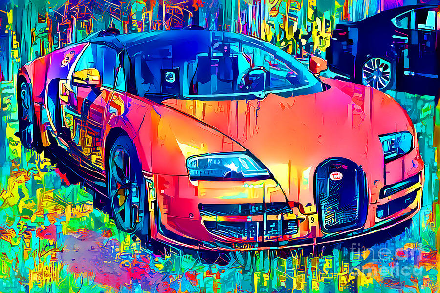 Bugatti Veyron in Popular Culture Action Comics Style Art 20210716 Photograph by Wingsdomain Art and Photography