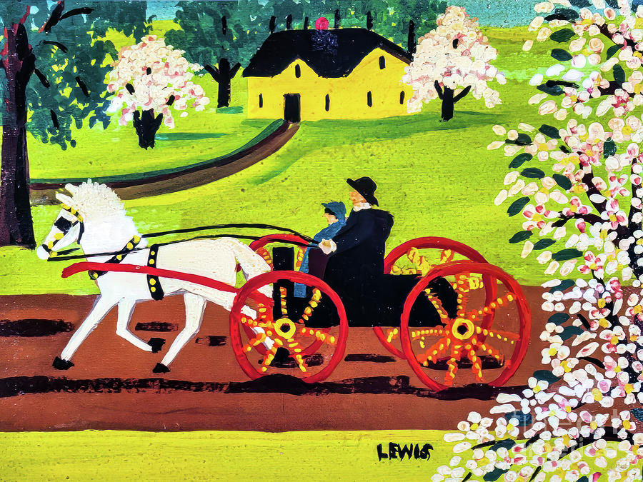 Buggy Ride by Maude Lewis 1940s Painting by Maud Lewis