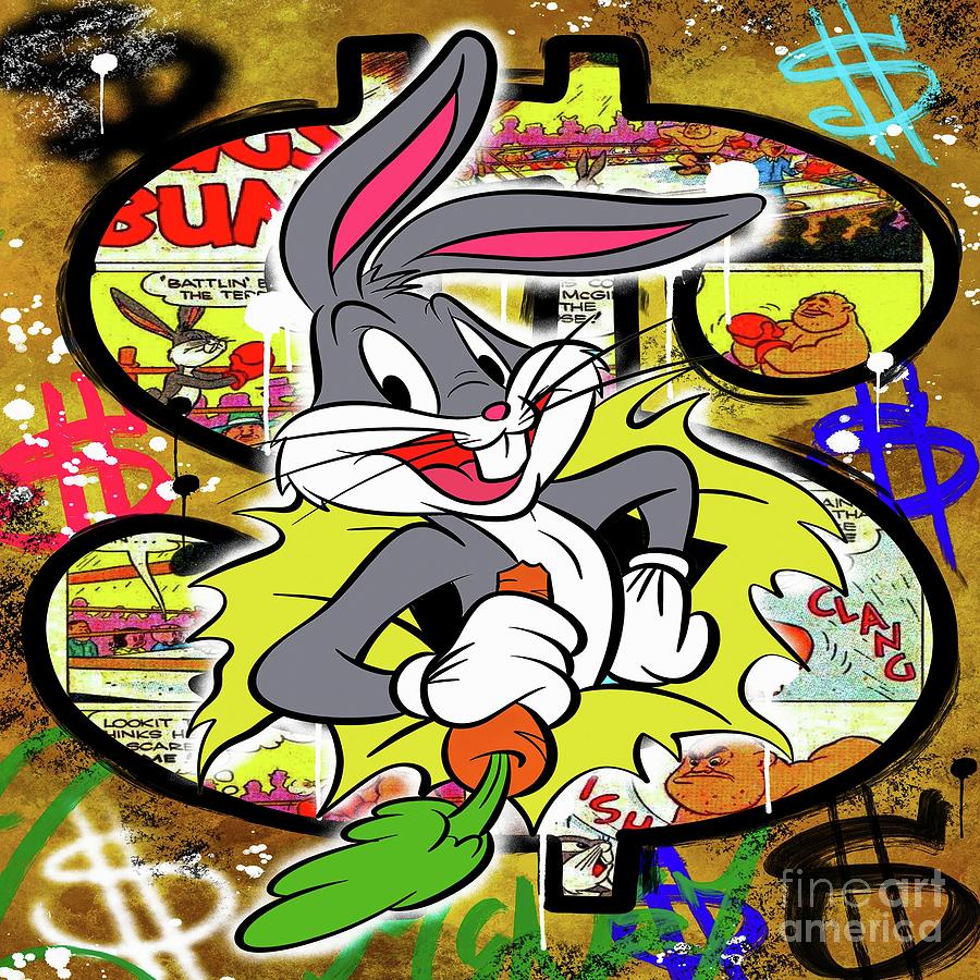 Bugs Bunny Dollar Pop Art Digital Art by Tran Long - Pixels