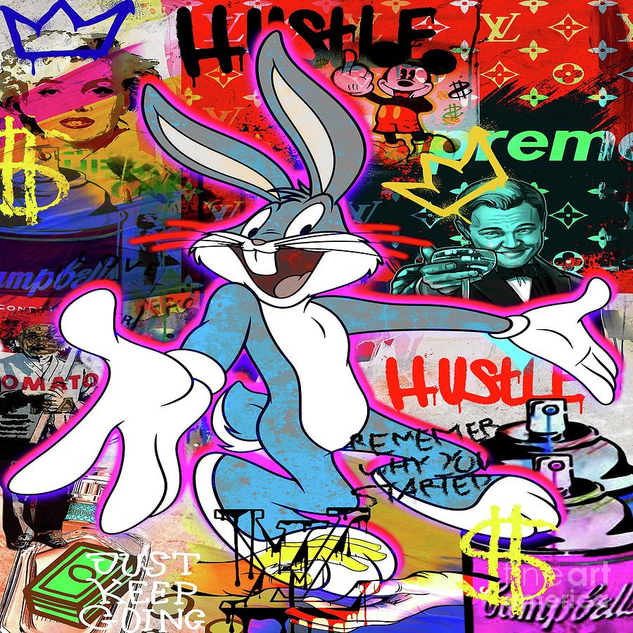 Bad Bunny Digital Art - Bugs Bunny Hustle Pop Art by Tran Long