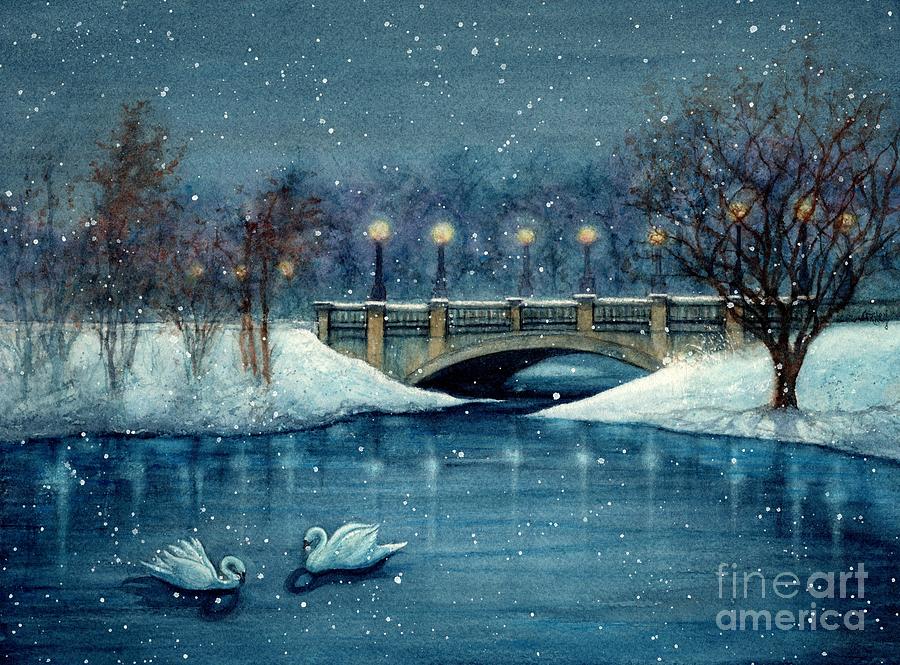 Buhl Park Winter Magic  Hermitage PA Painting by Janine Riley