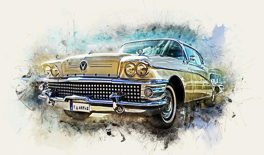 Buick Roadmaster 1958 Digital Art by Tanja Tarras - Pixels