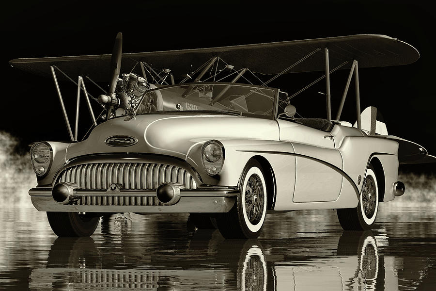 Buick Skylark Convertible - A True American Car From 1956 Digital Art by Jan Keteleer