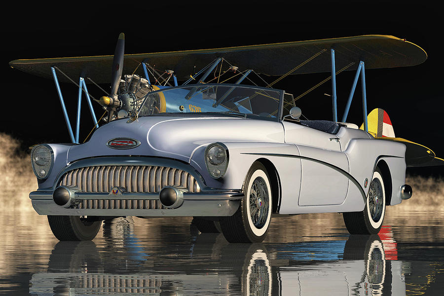 Buick Skylark Convertible the legendary family car from 1956 Digital Art by Jan Keteleer