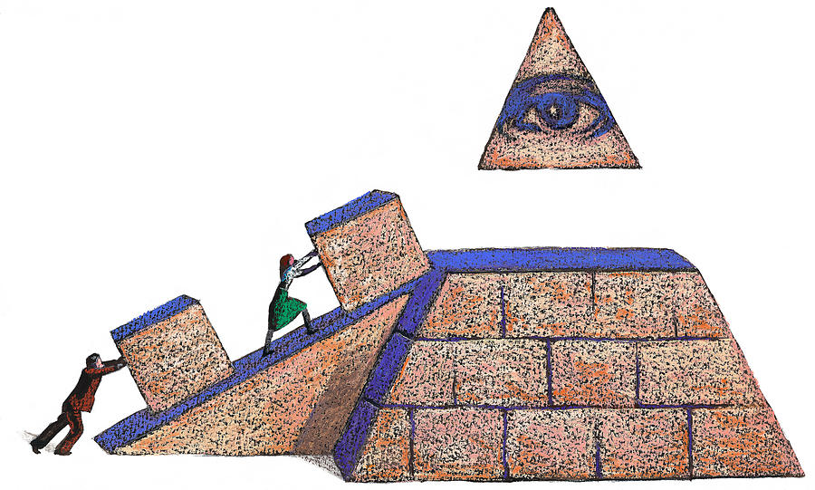 Building a Pyramid Drawing by Jonathan Evans