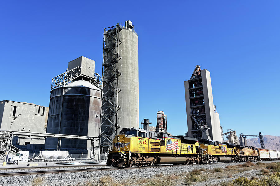 Building America -- Union Pacific Freight Train and Cement Plant in Monolith, California Photograph by Darin Volpe