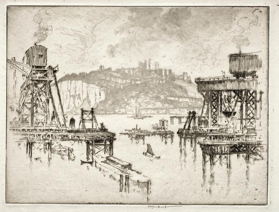 Building Dover Pier 1910 Joseph Pennell  Painting by MotionAge Designs