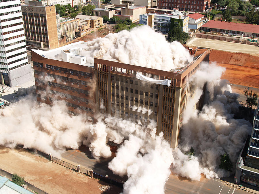 Building implosion in Johannesburg, South Africa Photograph by BryanLever