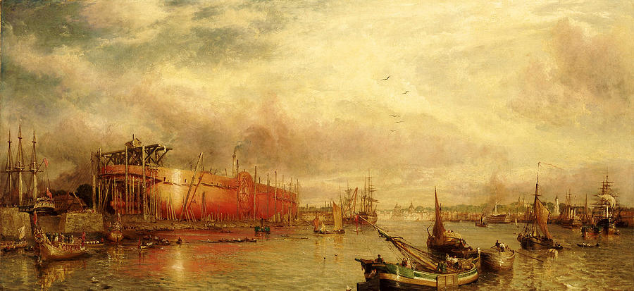 Building the Great Leviathan the Great Eastern - William Parrott Painting by War Is Hell Store