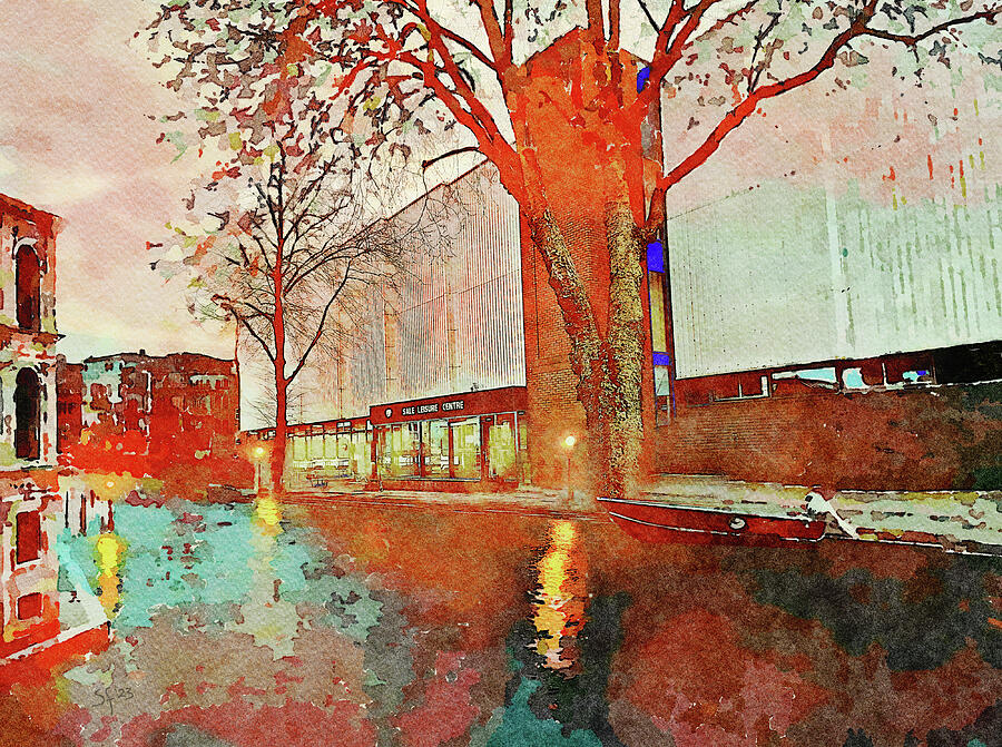Buildings in the Morning on The Canal  Digital Art by Shelli Fitzpatrick