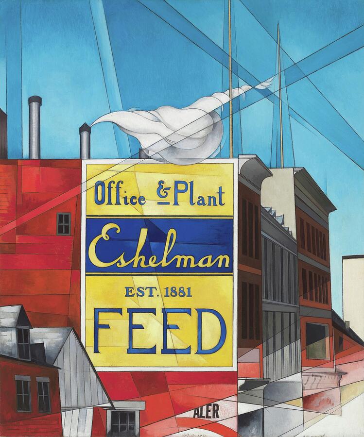 Buildings Lancaster, Pennsylvania - industrial cityscape with old billboard Painting by Charles Demuth
