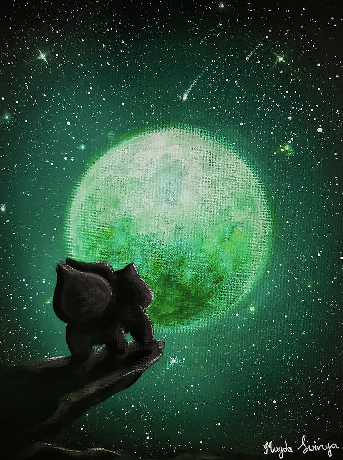 Bulbasaur Under The Moon Painting By Magda Swinya