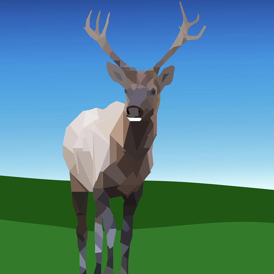 Bull Elk Blue Sky Landscape Digital Art by Dan Sproul