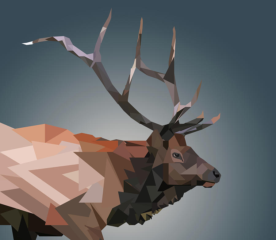 Bull Elk Digital Poly Digital Art by Dan Sproul