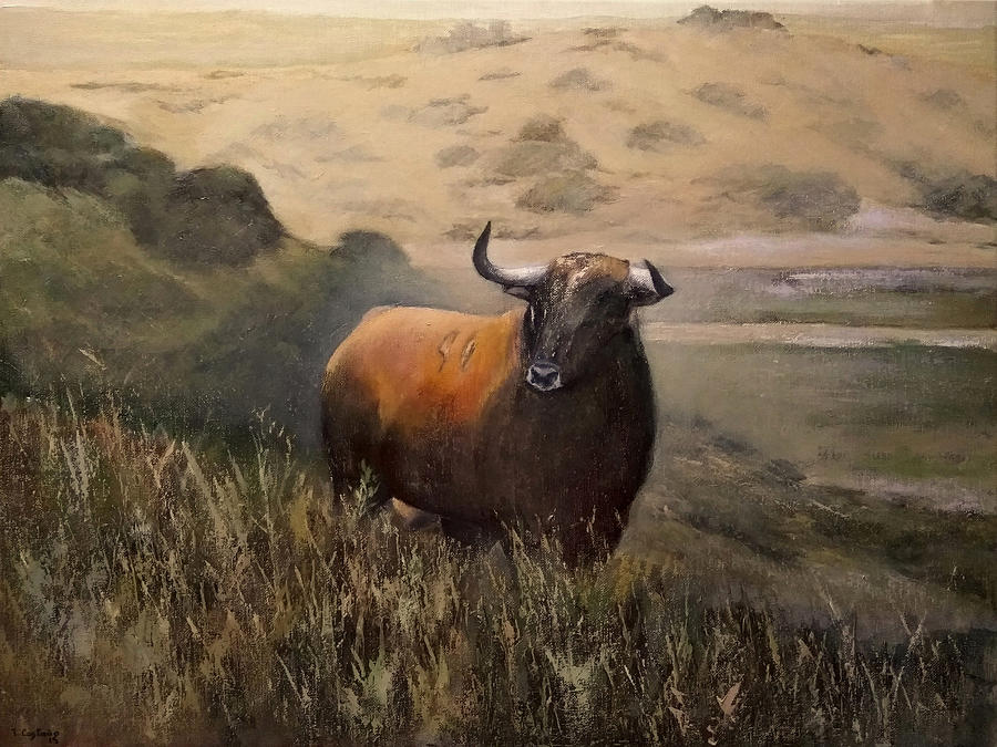 Bull in Extremadura-Spain Painting by Tomas Castano