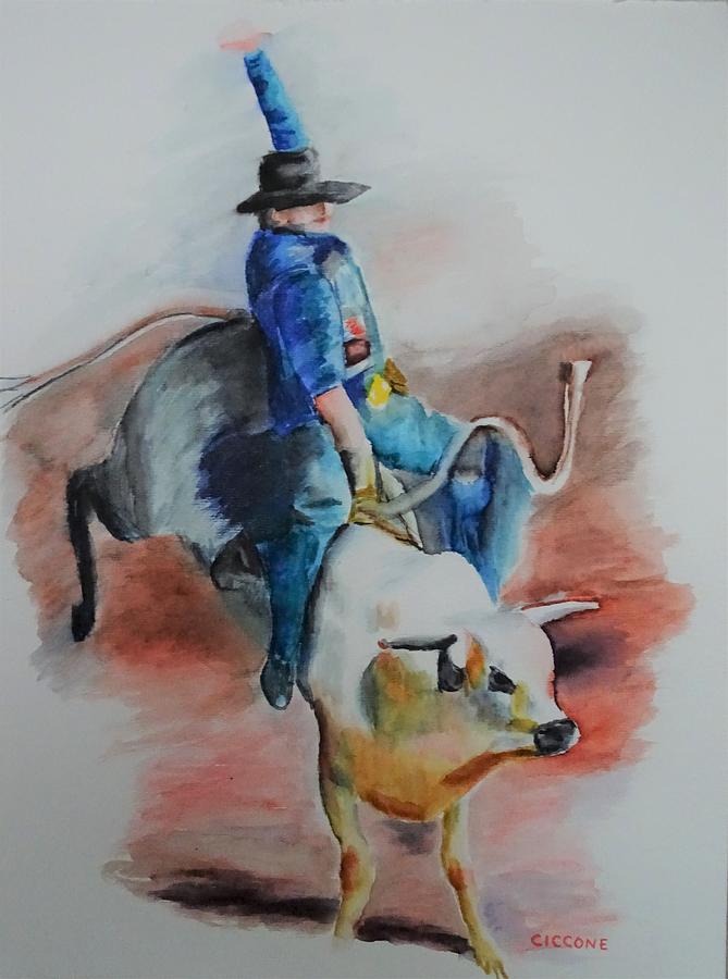 Bull Rider Painting by Jill Ciccone Pike