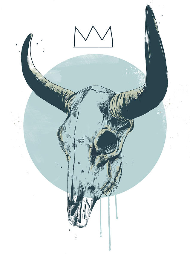 Animal Drawing - Bull skull by Balazs Solti