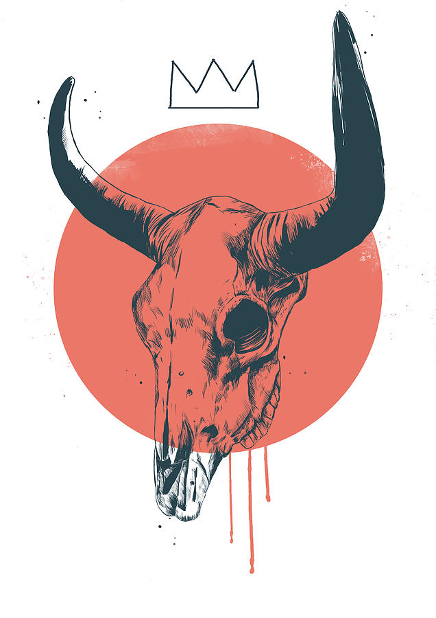 Animal Drawing - Bull skull II by Balazs Solti