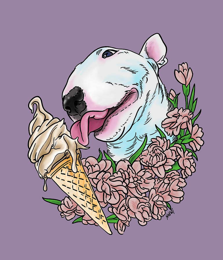 Bull Terrier Loving Ice Cream Digital Art by Jindra Noewi