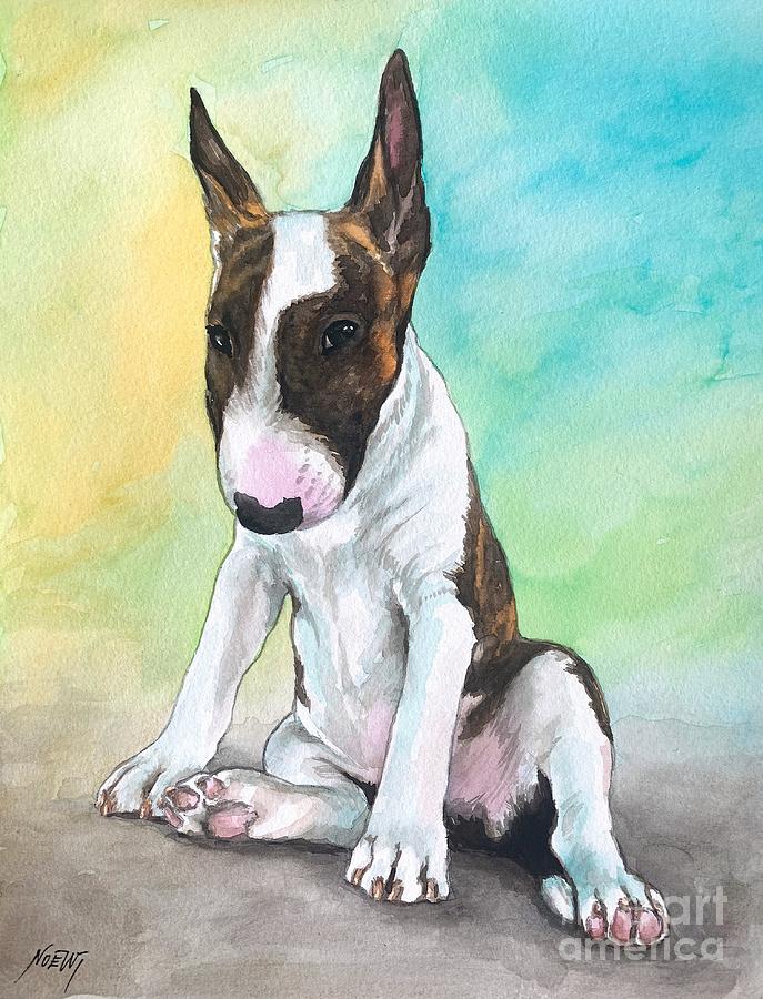 Bull Terrier Puppy Painting by Jindra Noewi