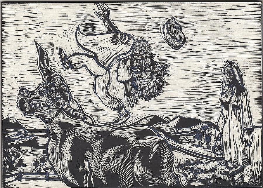 Bull Throws The Mulla Drawing by Scott Cumming