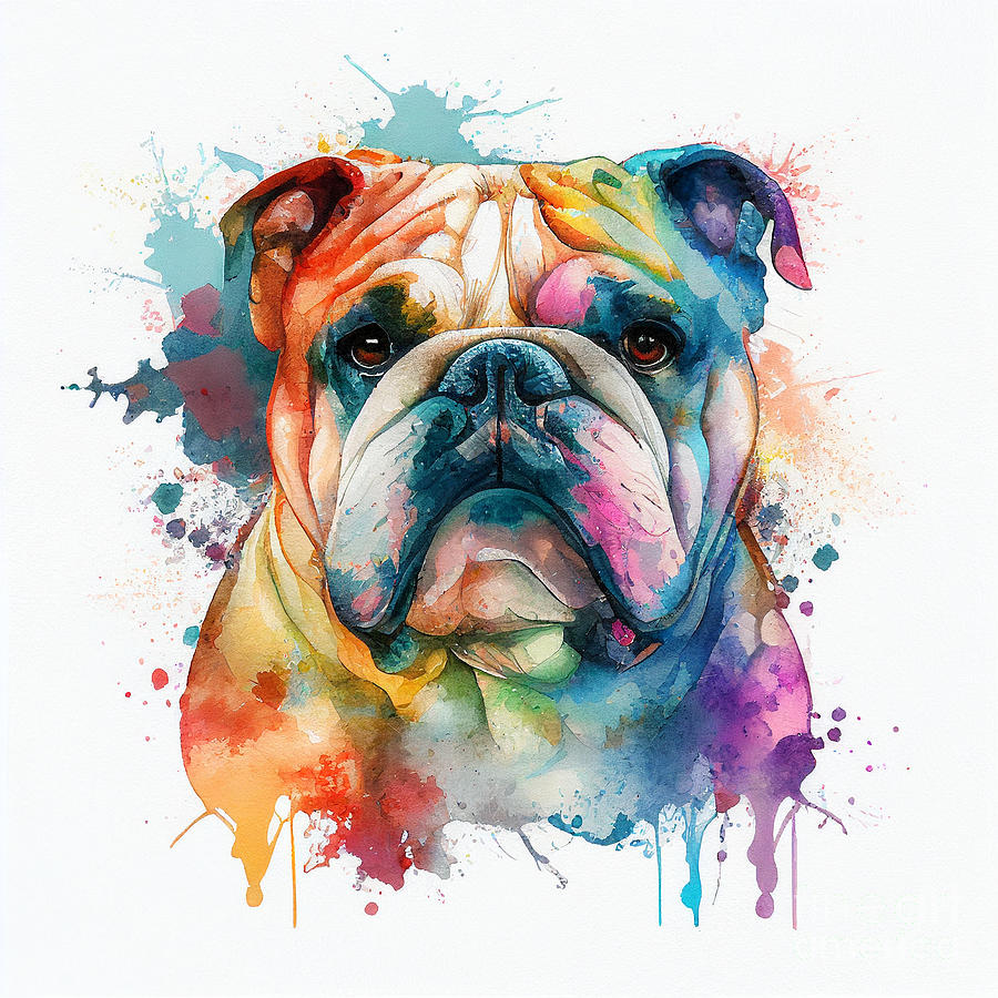 Bulldog 1 Mixed Media by Binka Kirova