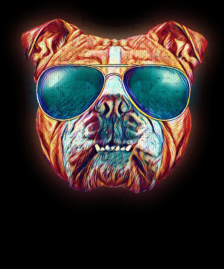 Bulldog Colorful Neon Dog Sunglasses Digital Art by Jacob Zelazny ...