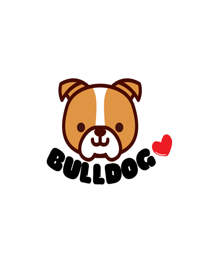 Bulldog Head Kawaii Digital Art by Tinh Tran Le Thanh - Fine Art America