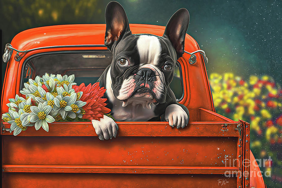 Bulldog Hitching A Ride Painting by Tina LeCour Bulldog Hitching A Ride Painting by Tina LeCour