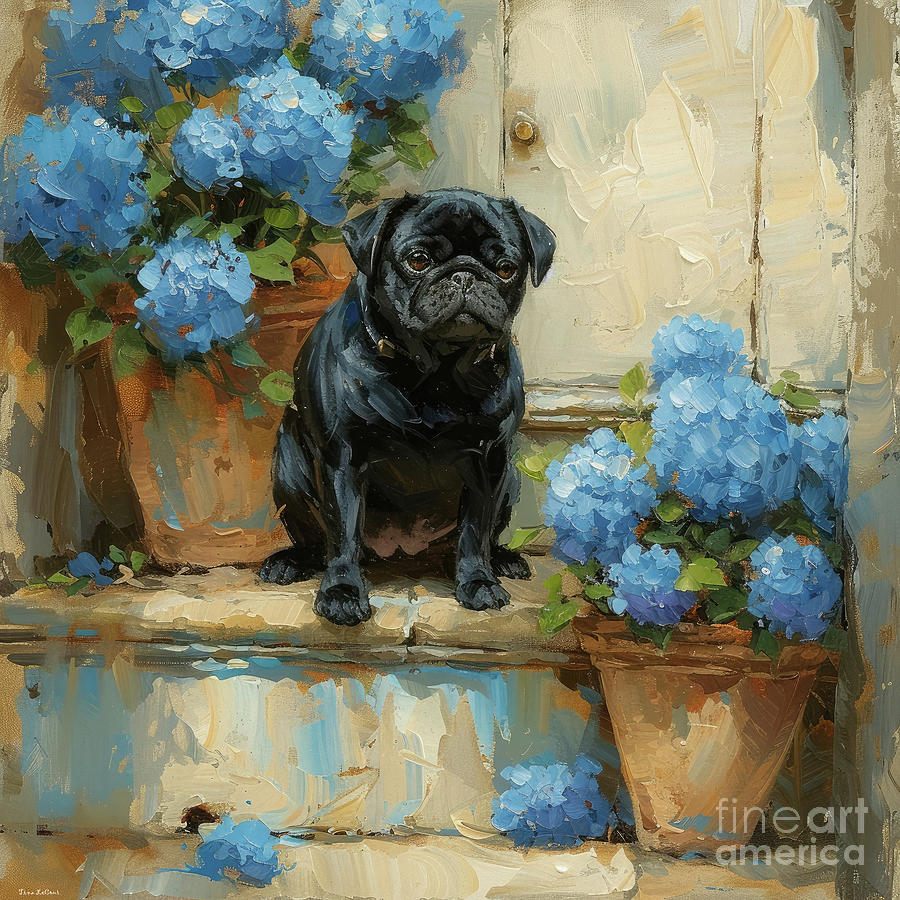 Bulldog On The Front Steps Painting