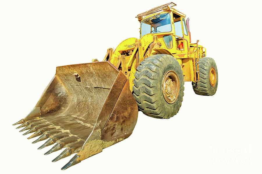 Bulldozer isolated on white Photograph by Benny Marty