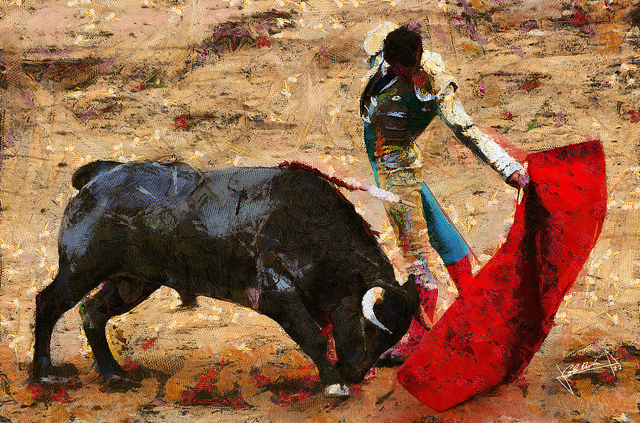 Bullfighting Painting by Charlie Roman