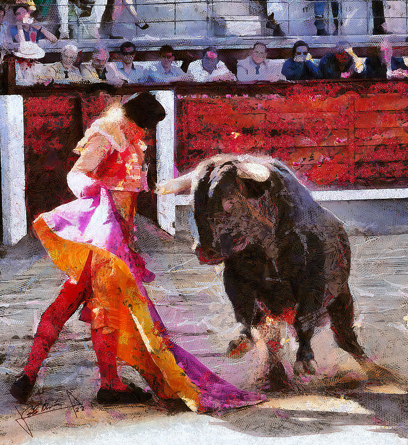 Bullfighting in Spain Painting by Charlie Roman