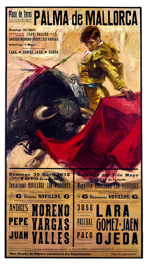 Vintage Digital Art - Bullfighting Palma de Malorca by Long Shot