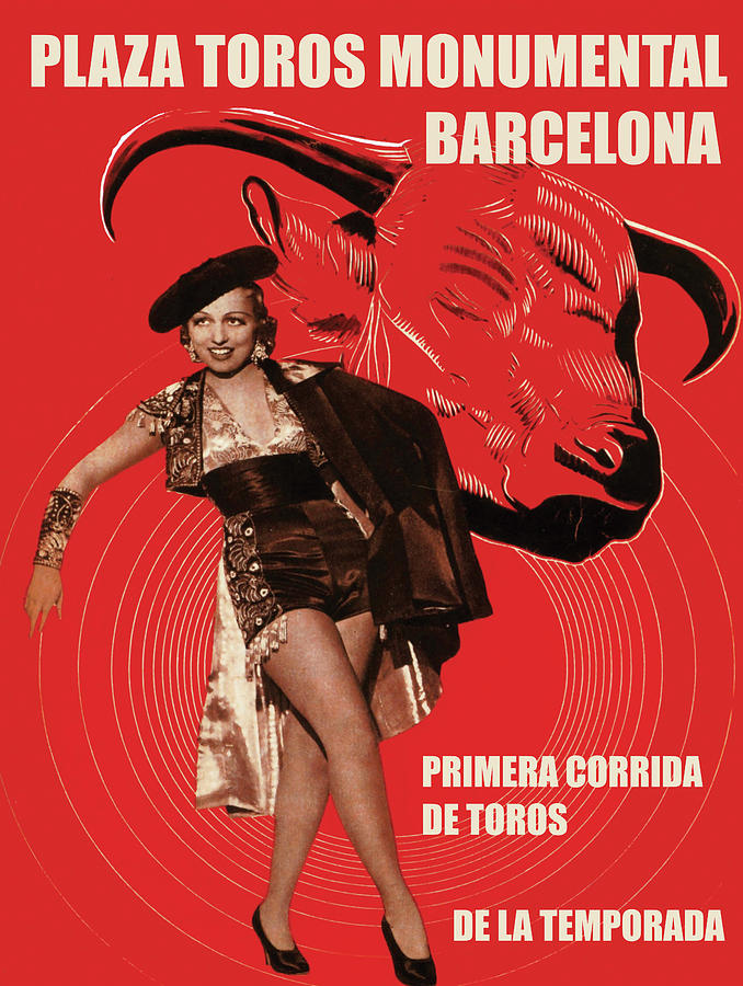 Barcelona Digital Art - Bullfighting Woman by Long Shot