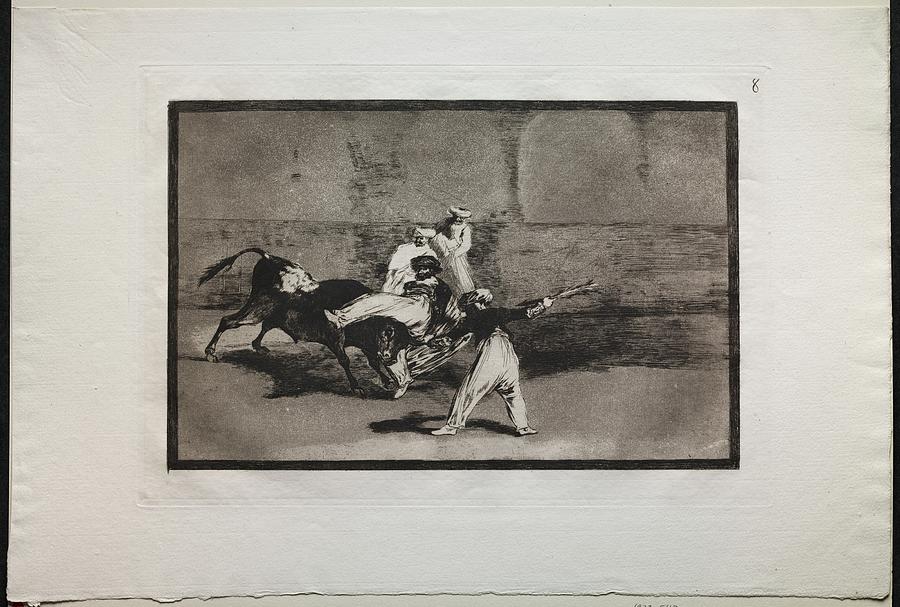 Bullfights A Moor Caught By A Bull In The Ring 1816, Printed 1876 Francisco De Goy Painting