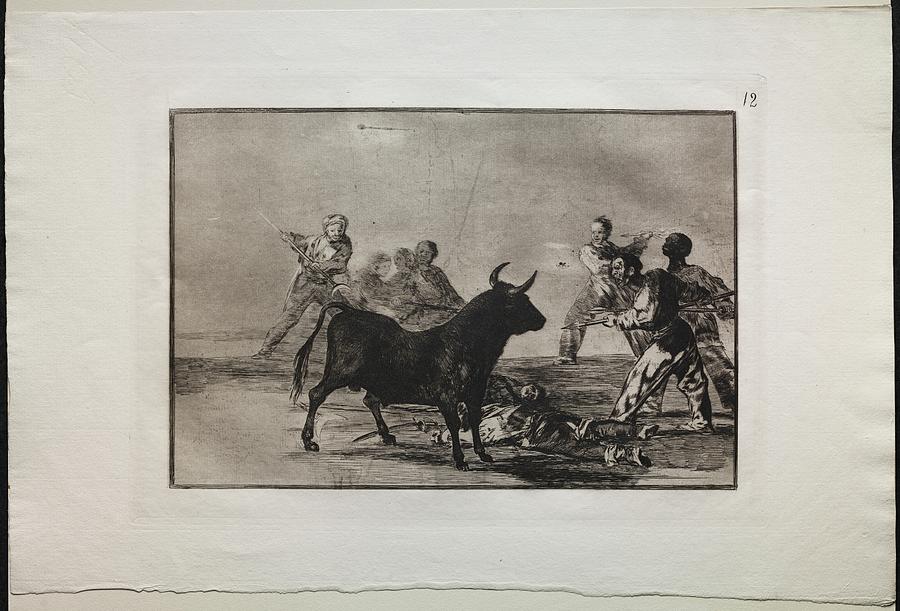 Bullfights The Rabble Hamstringing The Bull With Lances, Sickles, Banderillas And Other Arms 1816 Painting