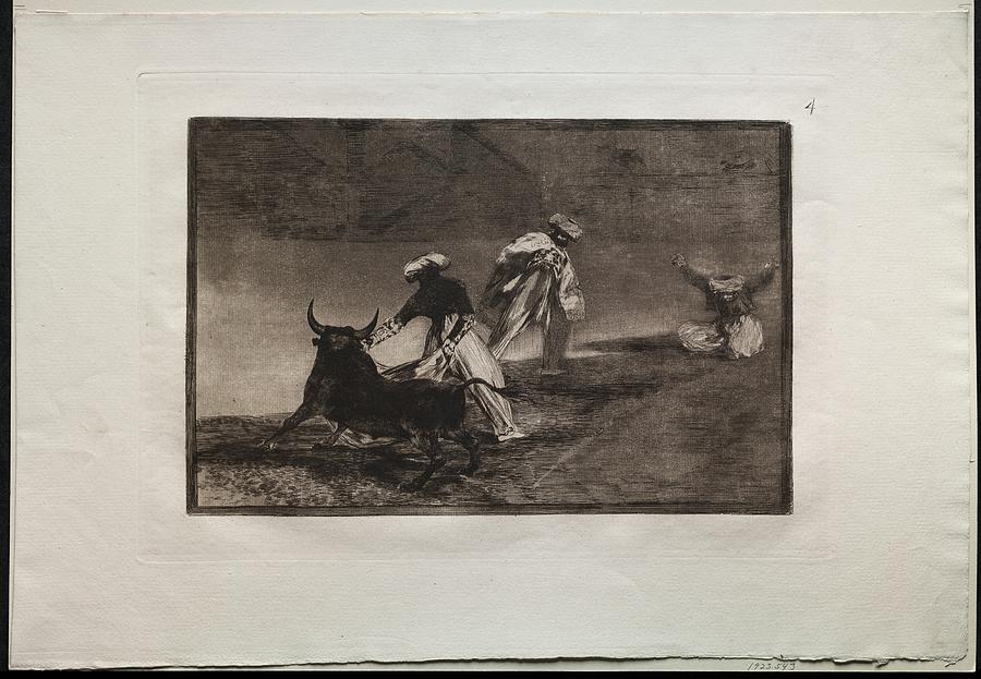 Bullfights They Play Another With The Cape In An Enclosure 1816, Francisco De Goya Painting