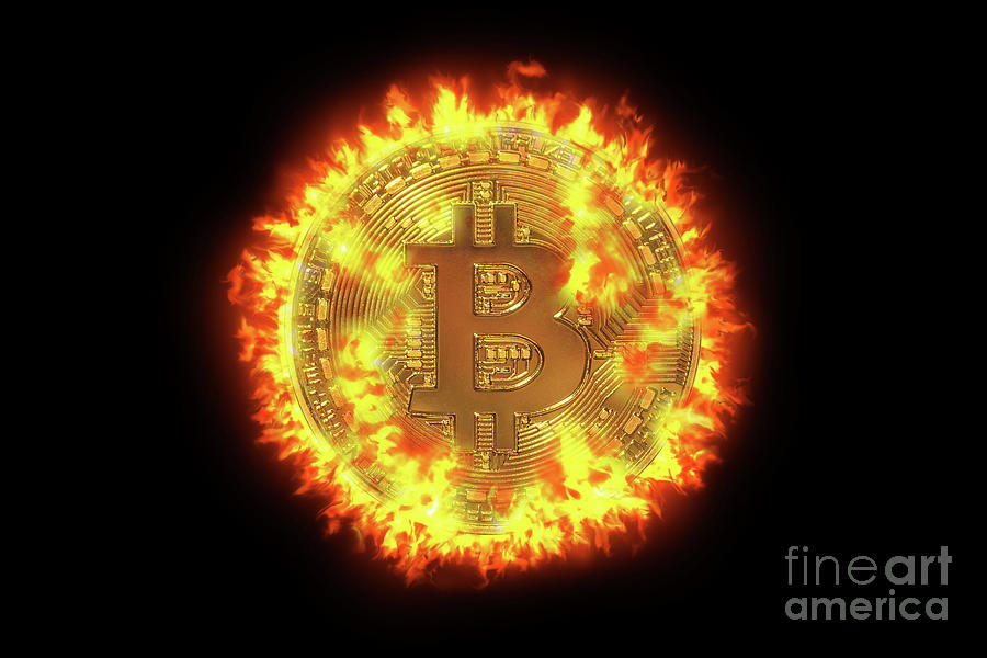 Bullish Bitcoin on fire for new record Photograph by Benny Marty