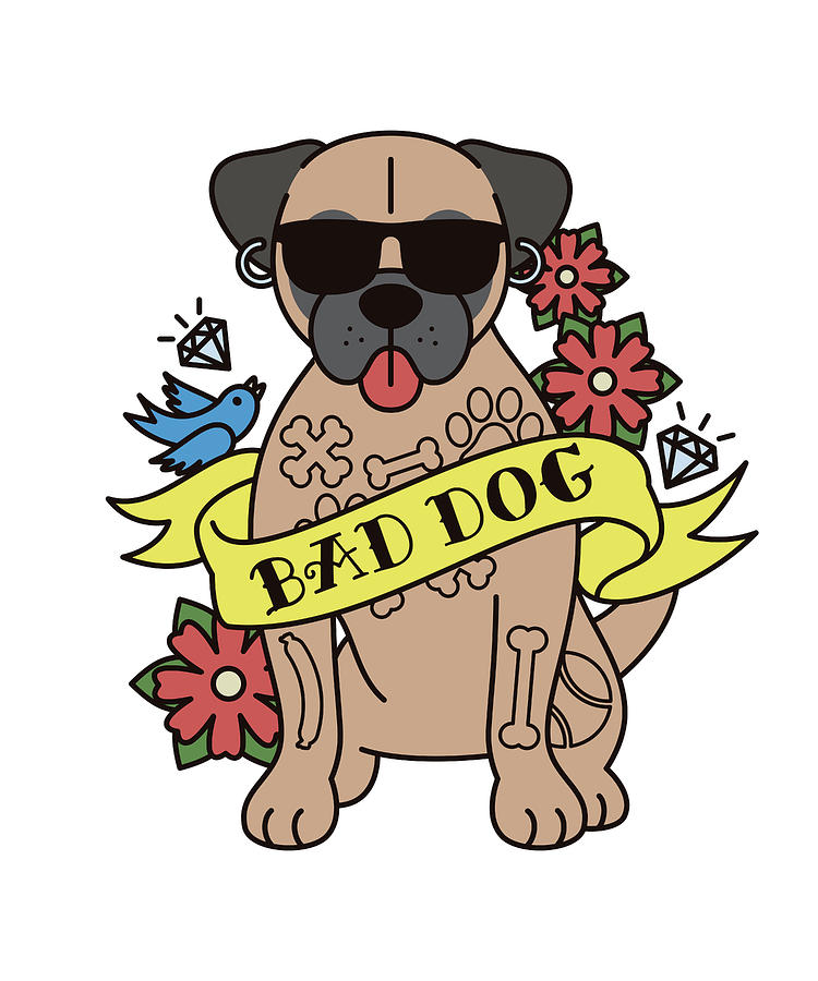 Bullmastiff Bad Dog Tattoo Digital Art by Jeff Chen Pixels