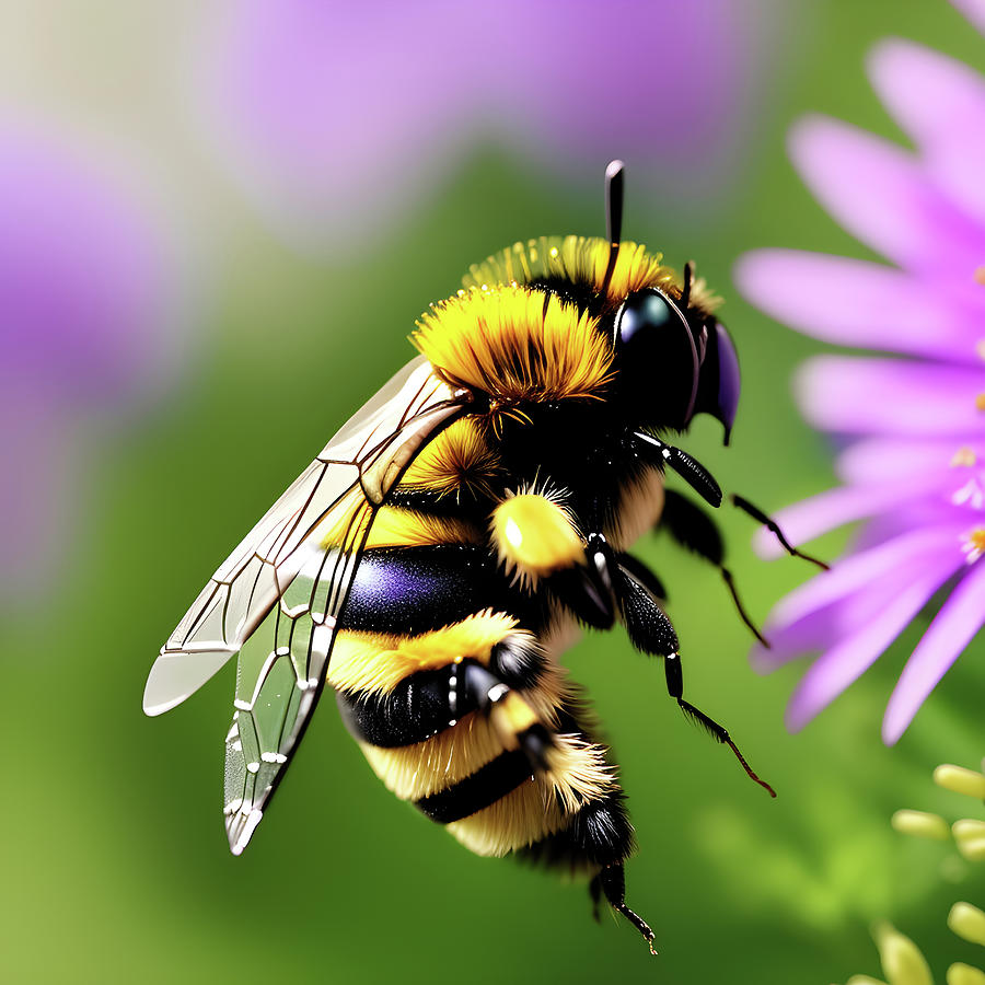 Bumblebee Close-up Digital Art by Ray Shrewsberry