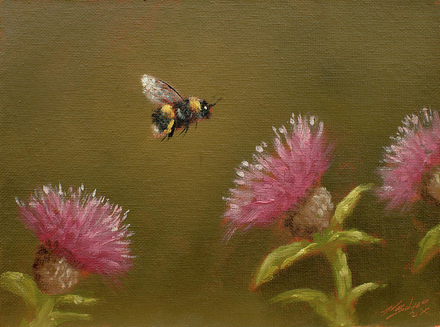 Bumblebee portrait W717 Painting by John Silver