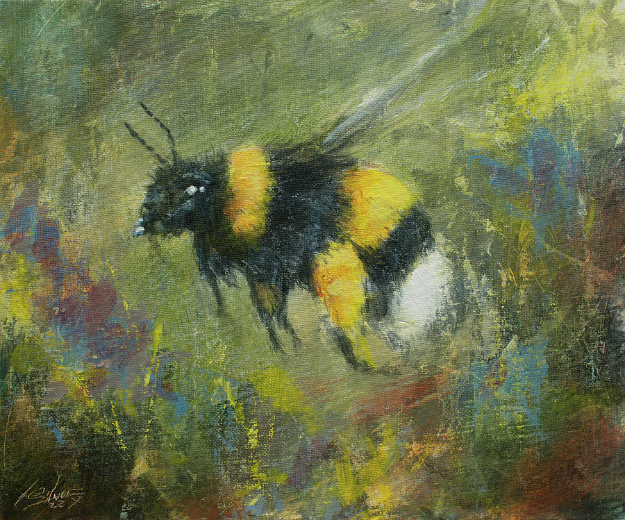 Flower Painting - Bumblebee portrait W856 by John Silver
