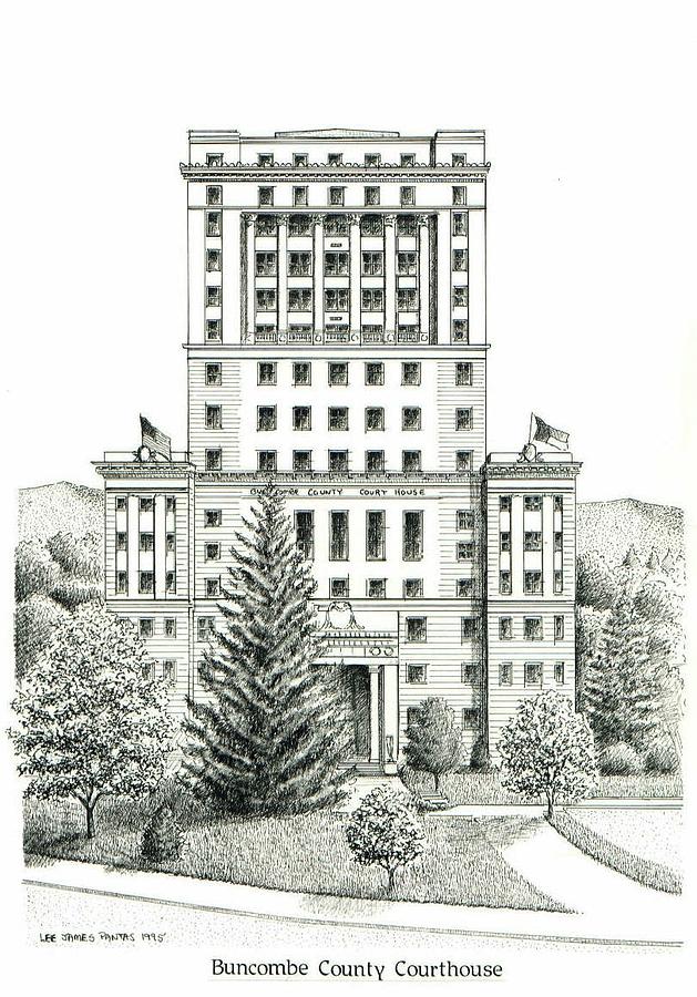 Buncombe County Courthouse Drawing by Lee Pantas