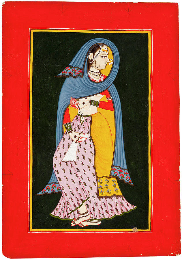 Bundi, Rajasthan, 19th Century Or Later A Lady Holding A Pomegranate Painting