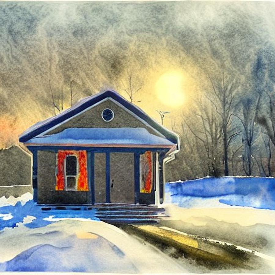 Bungalow in Pequannock at Dawn Painting by Christopher Lotito