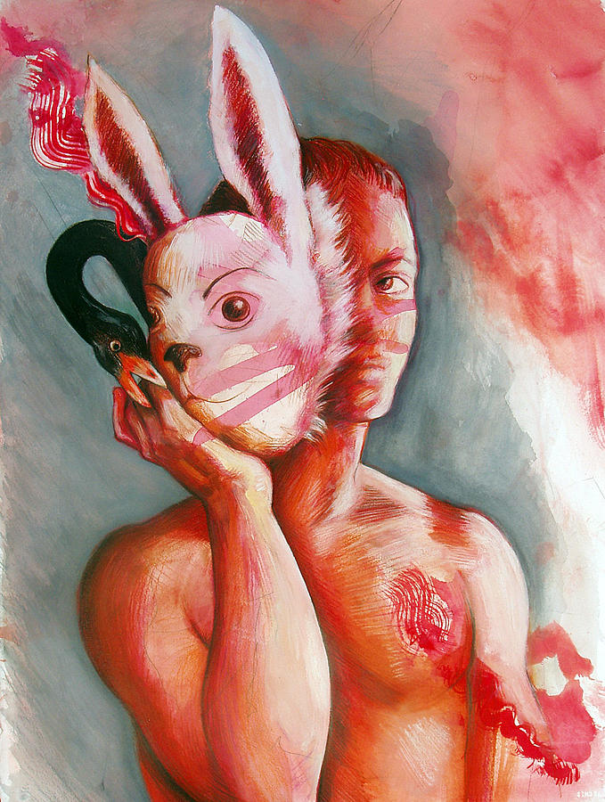 Bunnies and Swans Painting by Rene Capone